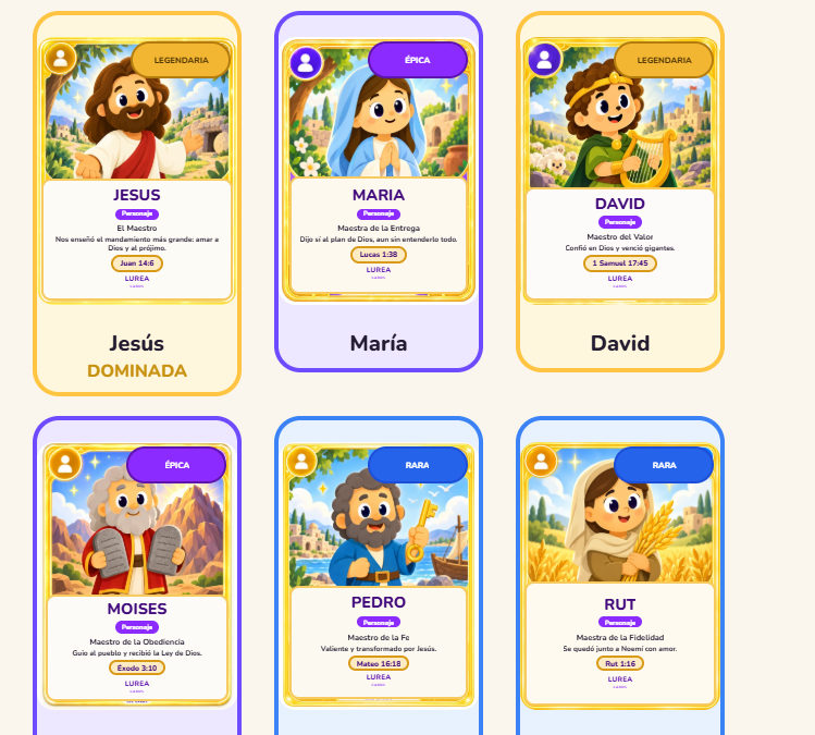 La colección de cartas, con las dominadas marcadas